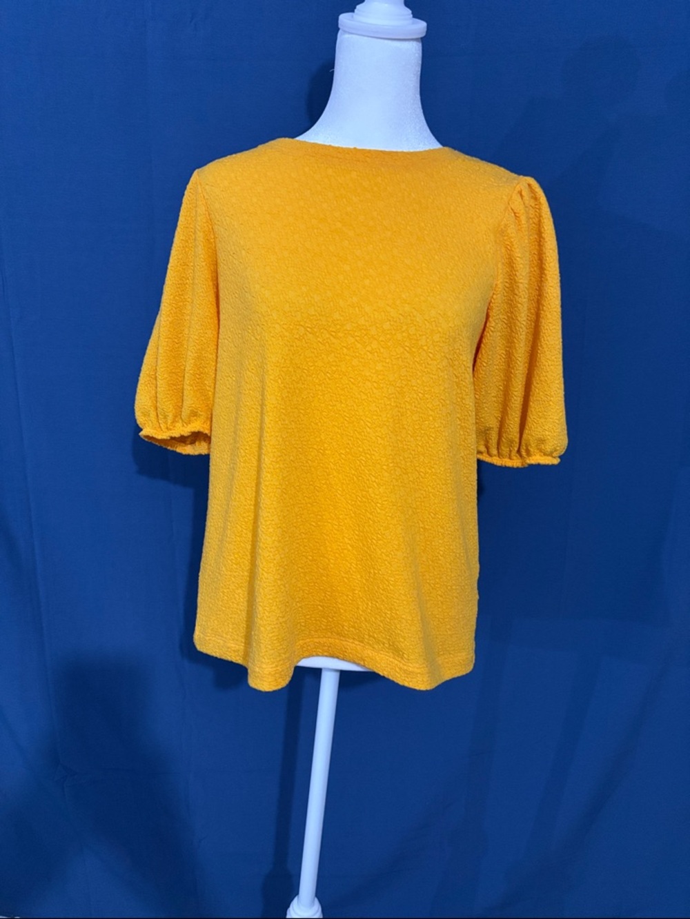 LC Lauren Conrad Golden Yellow Puff Sleeve Textured Tee